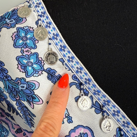 Anany Maxi V-Neck Coin on Collar Belted Short Sleeve with Slit Dress (S) - Picture 10 of 10